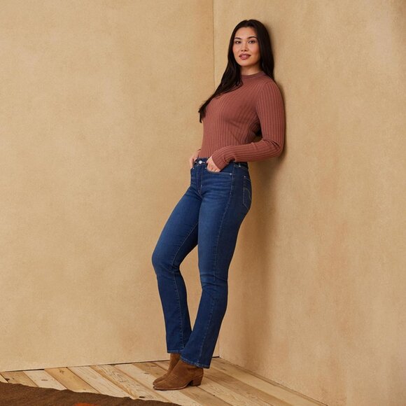 Women's Curvy Straight Jeans Plus Size Stretch Denim Tummy Control - Picture 7 of 7